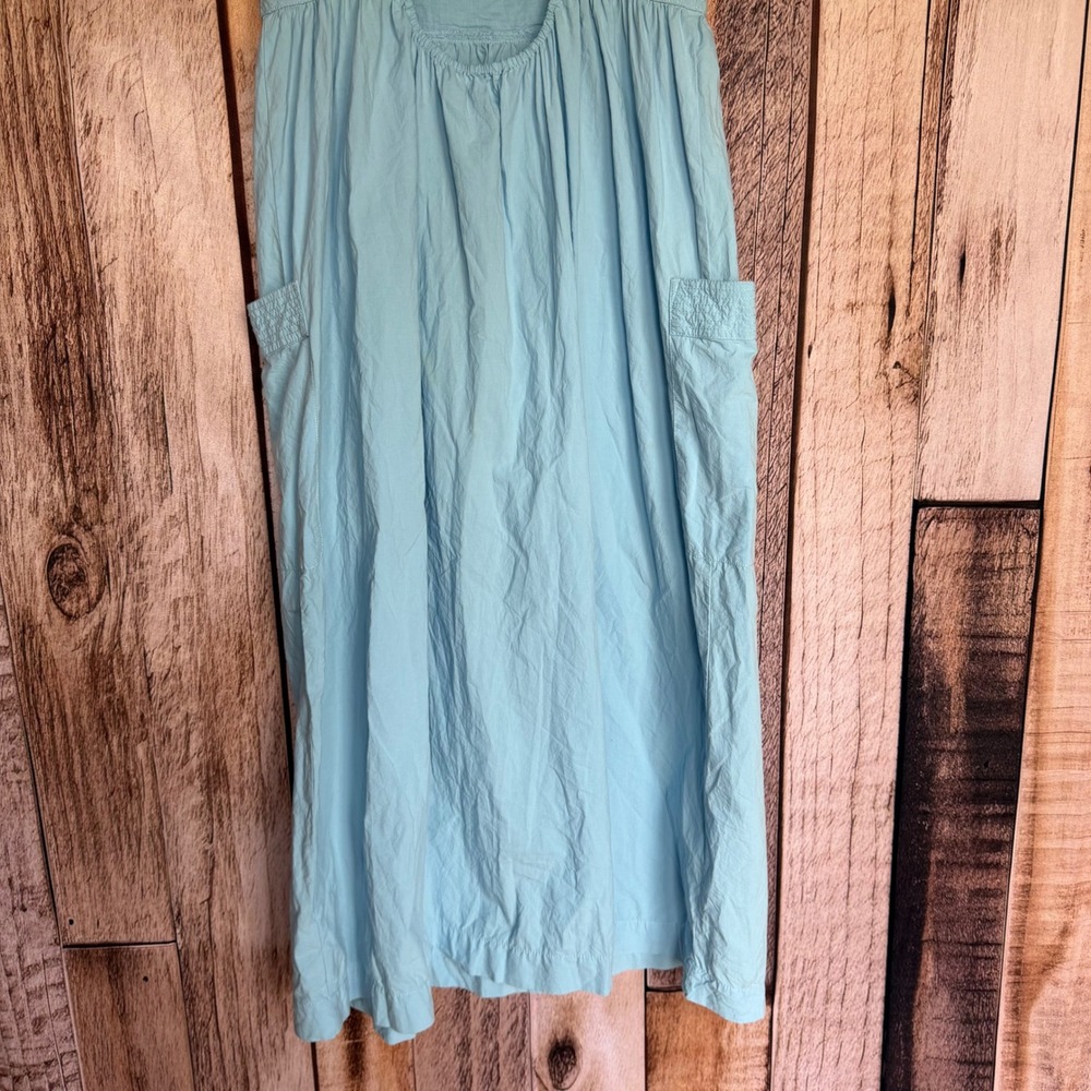 Madewell Dress Cutout Back Empire Midi Blue Cotton Coastal Summer Beach Size 4 - Picture 6 of 9